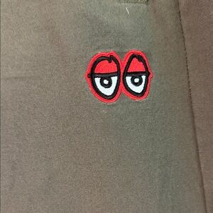 Krooked Eyes Baggy Dark Green Skate Graffiti Pants Small